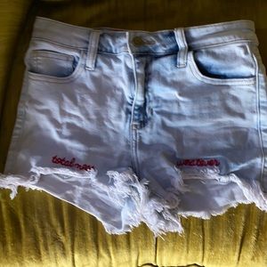 Embroidered jean shorts